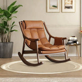 Gharaana Armchairs Reeva Leather Rocking Chair